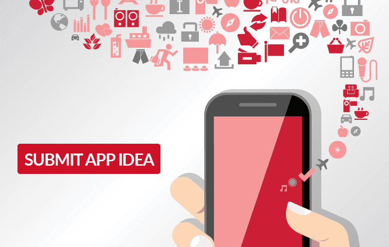 graphic of phone with submit an idea text