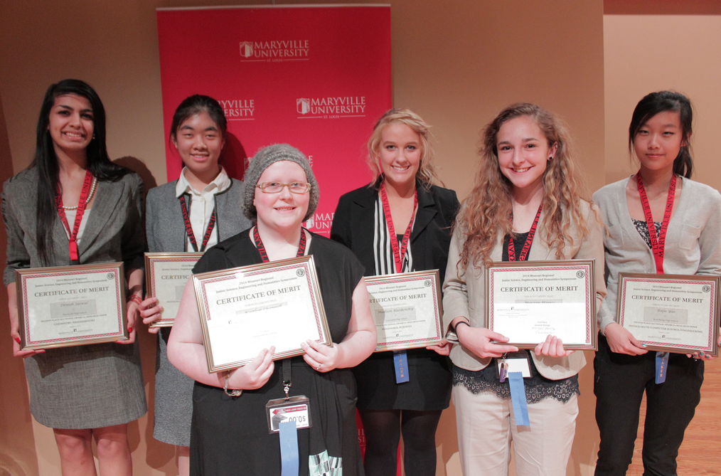 All Second Place Winners L-R: Denish Jaswal (Pattonville), Olivia Long (John Burroughs), Kaitlyn Chappell (Camdenton), Madison Blankenship (Camdenton), Morgan Henry (Camdenton), Rujie Yao (Rock Bridge)