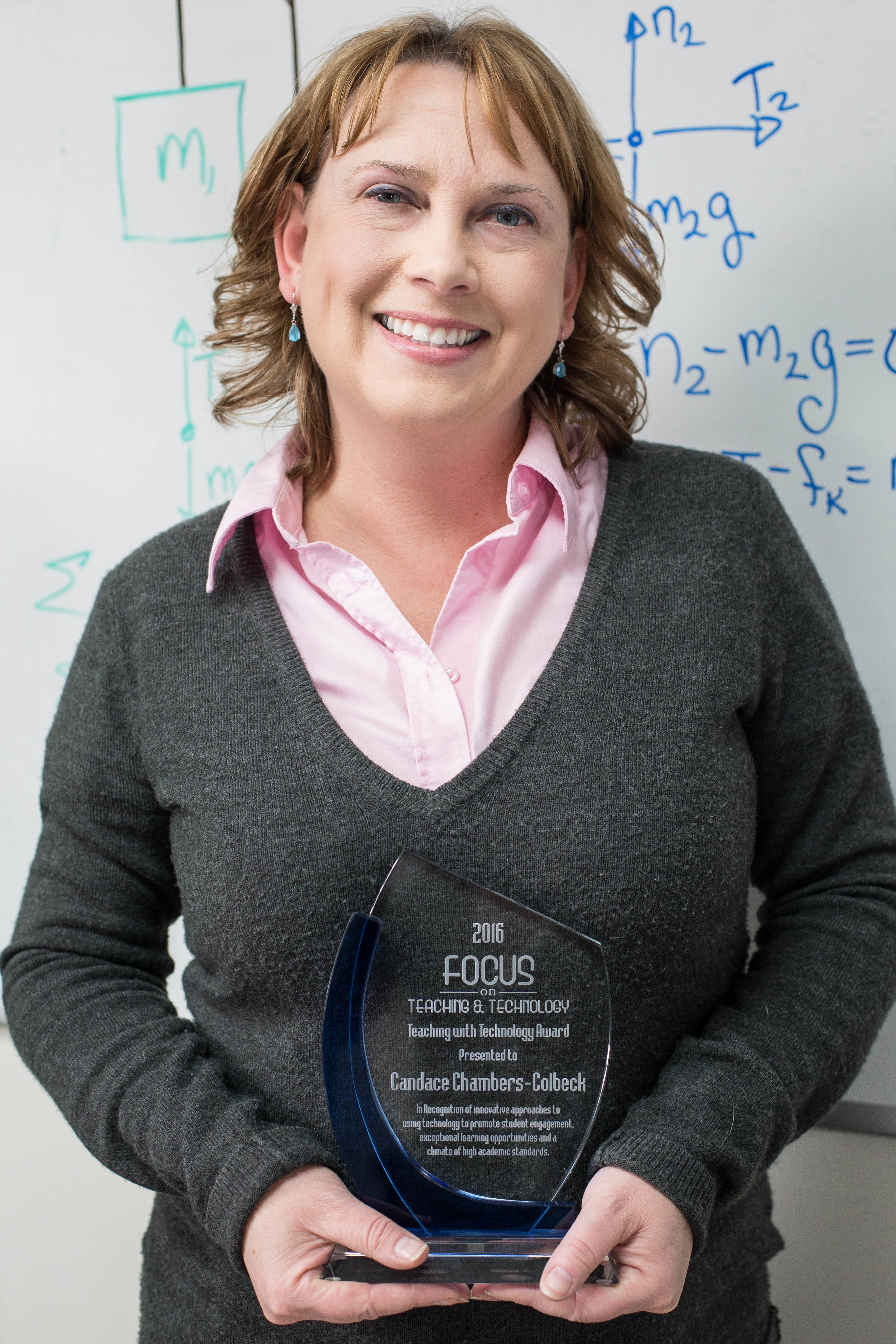 Candace Chambers, PhD, professor of chemistry at Maryville University, receives the 2016 Teaching with Technology Award 