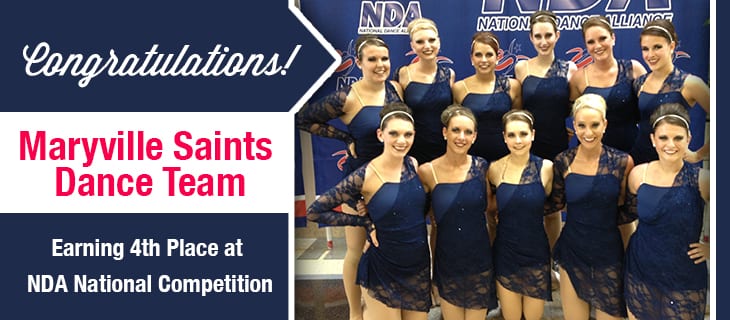 Congratulations Maryville Saints Dance Team for earning 4th place at NDA National Competition