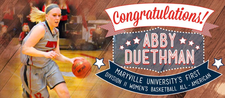 Congratulations Abby Duethman Maryville University's First Wmen's Division II All-American