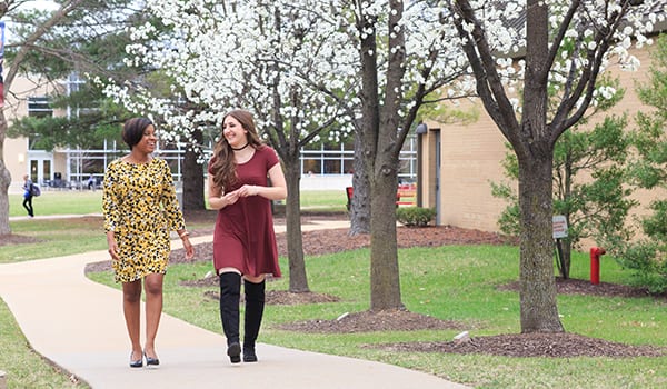 students walking on campus