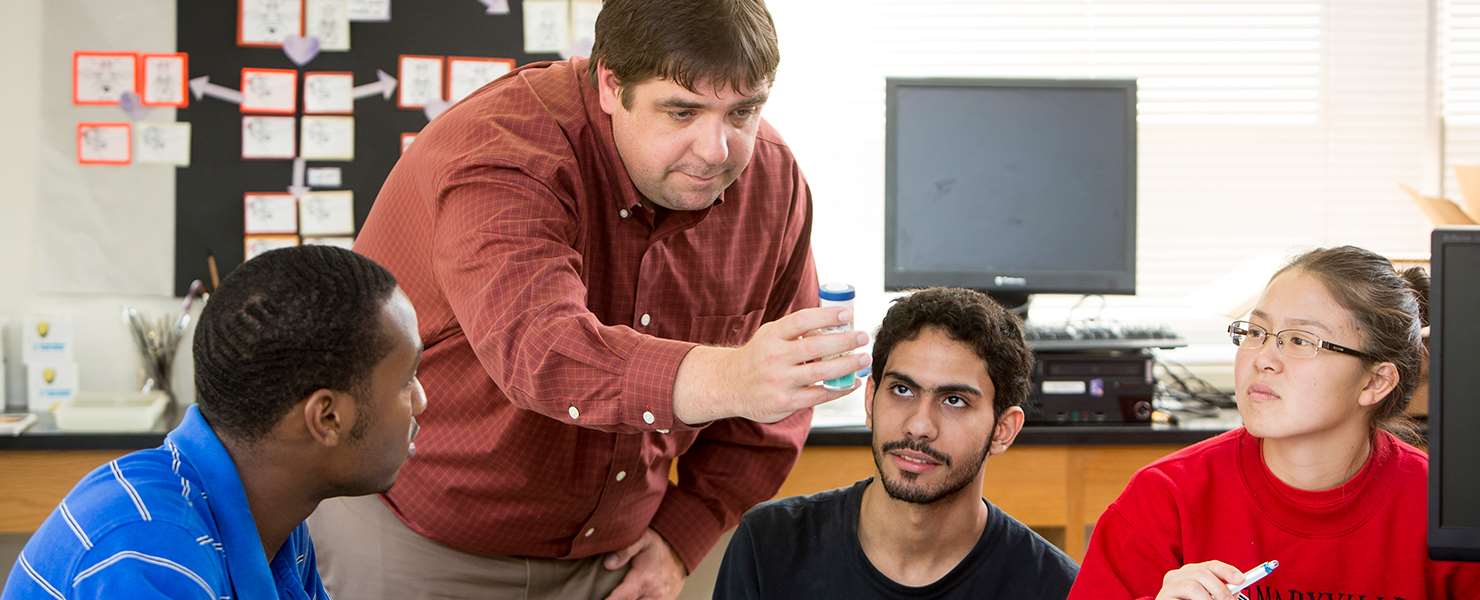 Professor and students in classroom