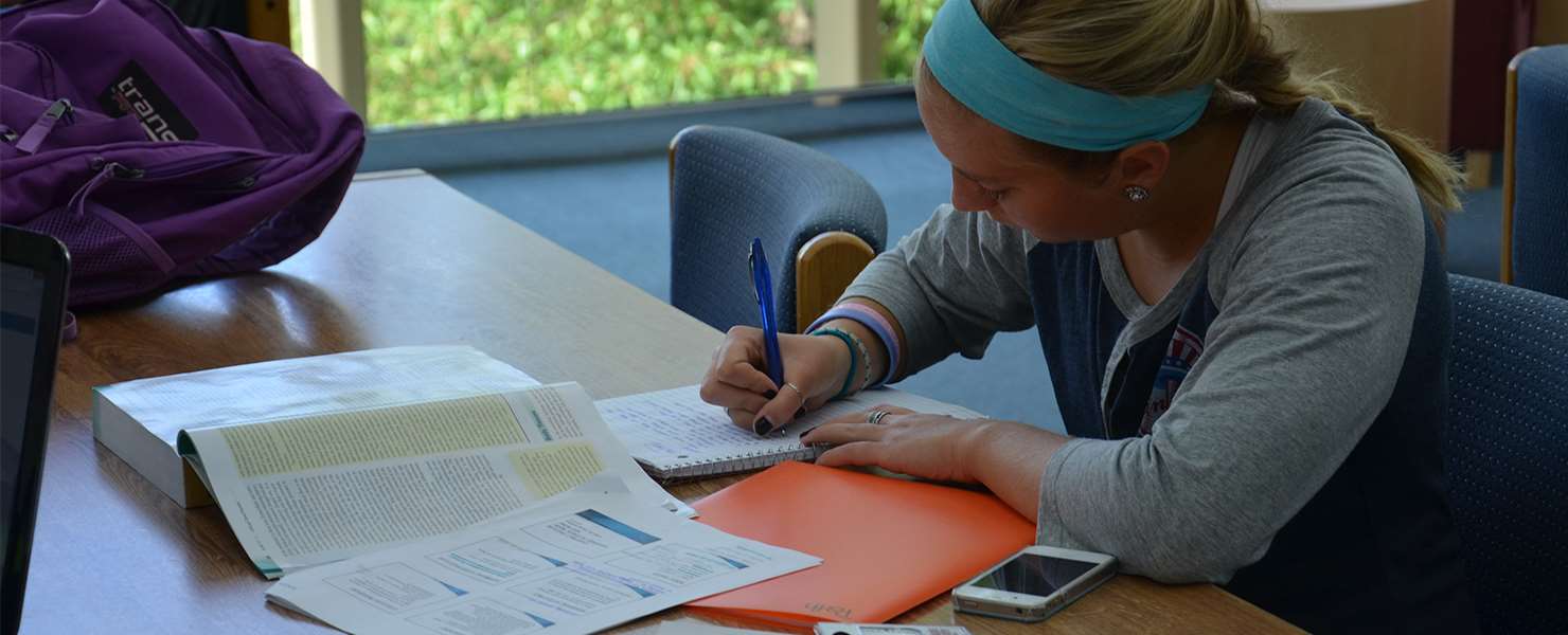 Student studying at desk