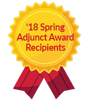 Spring 2018 adjunct award recipients ribbon