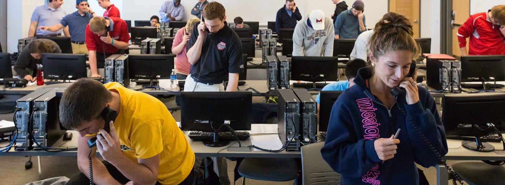 Rawlings Sport Business Management students taking phone calls