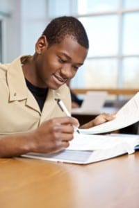 Military student studying