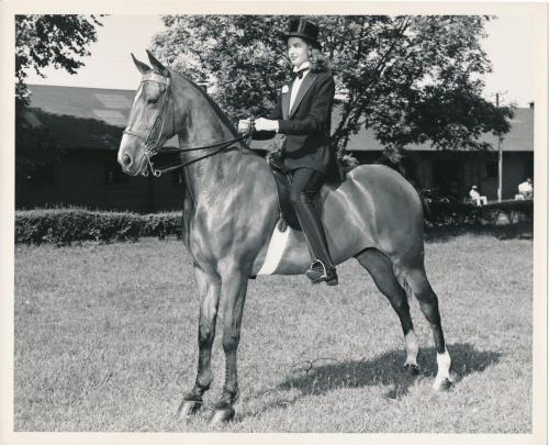 Madonna Buder, SFCC, riding Wally Highland in June 1948