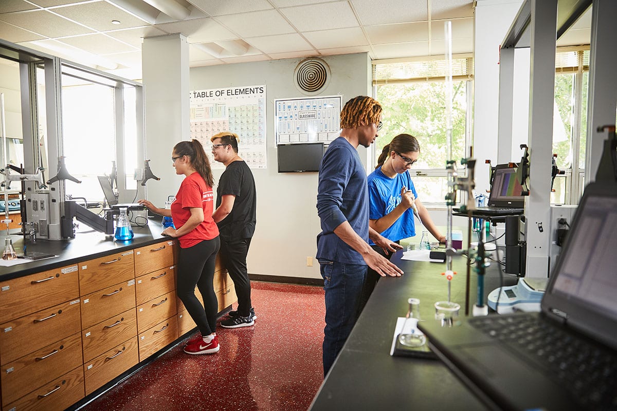 students in biology lab