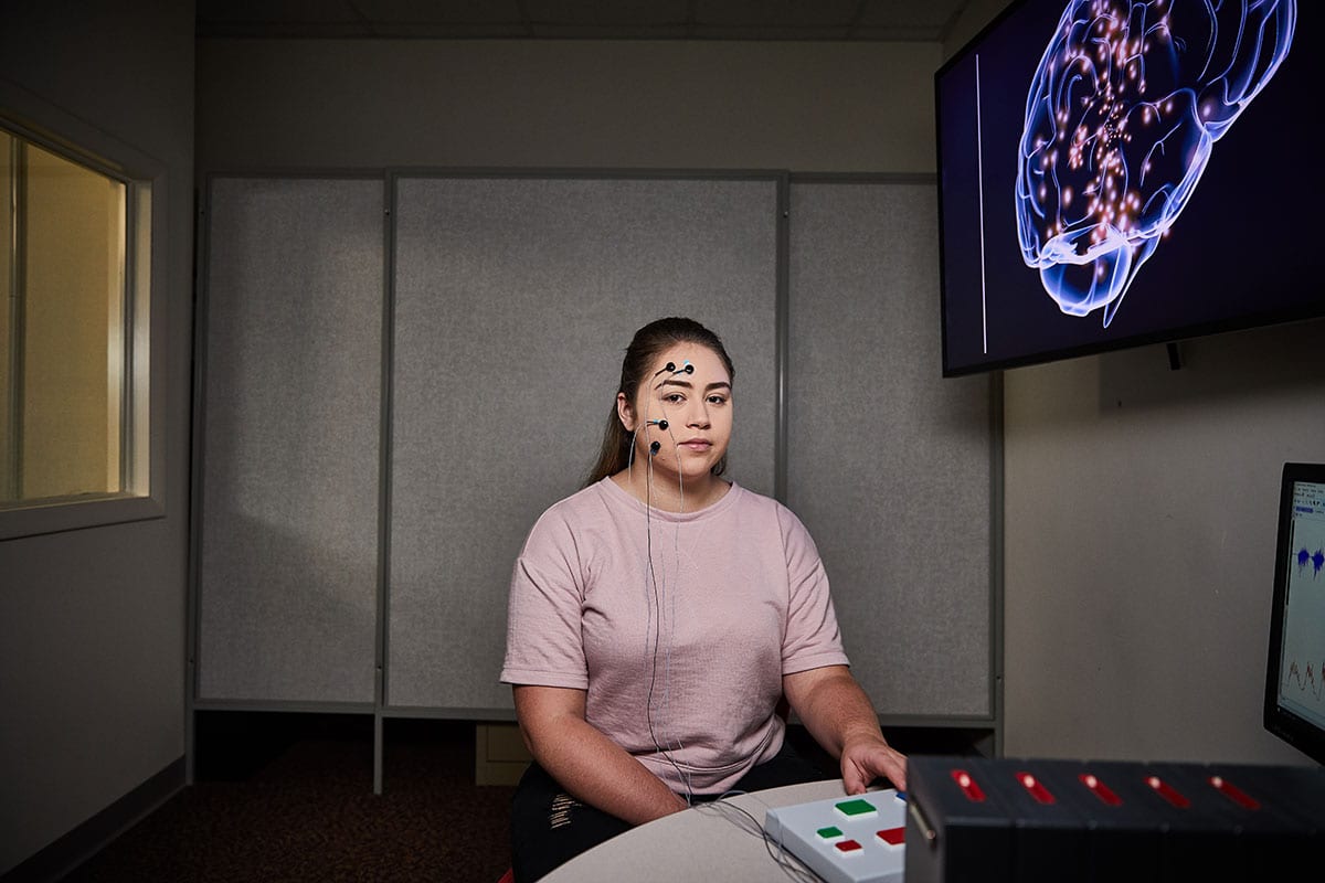 psychology student working in a professional lab