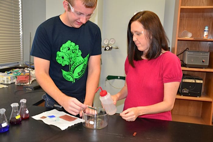 Professor Jennifer Yukna with an engineering major student