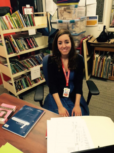 Natalie Crawford interning at Kirkwood Library.