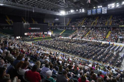 view of mostly full lower section of arena