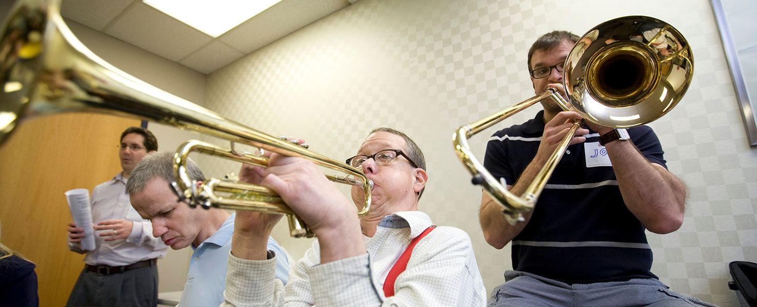 students in the master's music therapy program