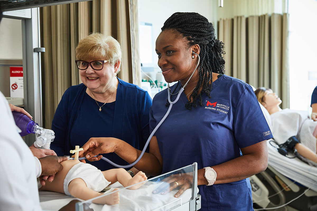 students in nursing lab