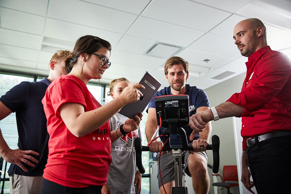 students in exercise performance lab