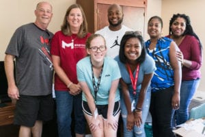 two first-year students & family on Move-in Day 2017