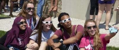 Eclipse watchers at Maryville University