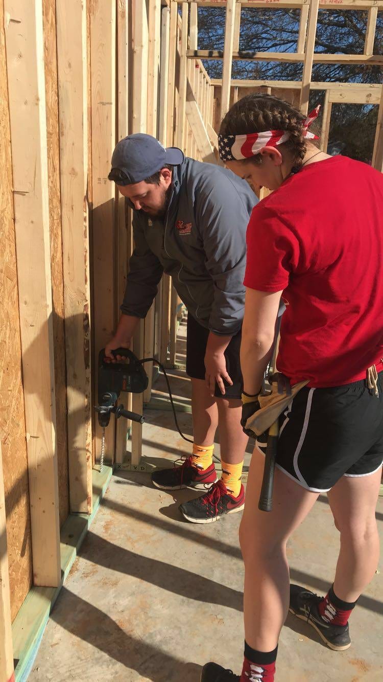 Josh Parrish volunteering with Habitat for Humanity