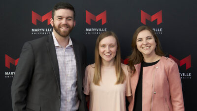 Mark Cohen and Michelle Stading Cohen with Michelle Dollins at the Maryville University Scholarship Reception.