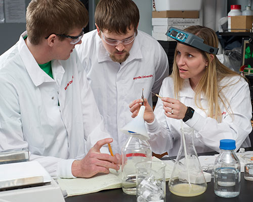 Students in science class at Maryville University