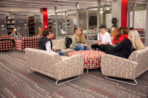 group of students in library