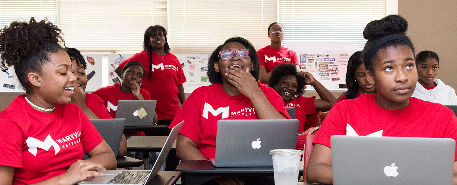 Boys and Girls Club members learning coding at maryville university