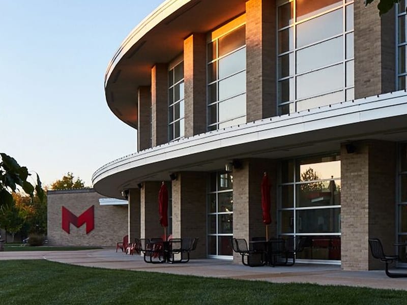 Maryville University Campus Building with Big Red M