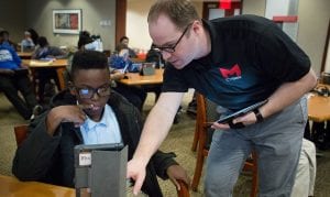 aryville University faculty teaches Riverview school district students how to code