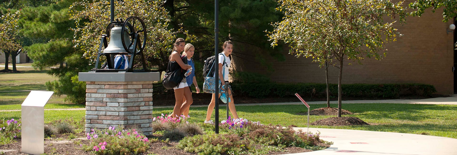 students walking around on campus