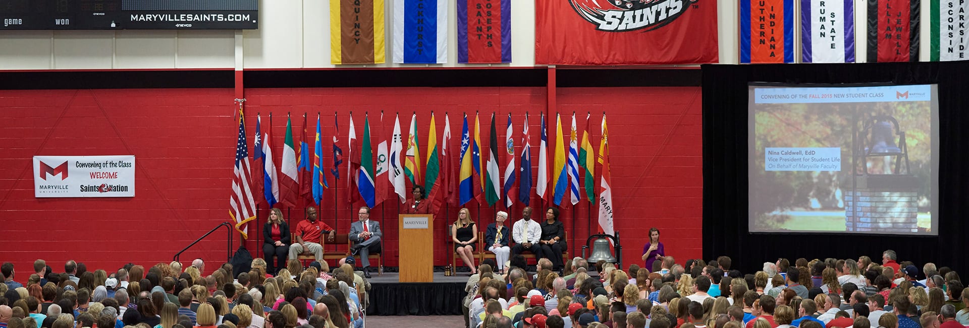 staff and faculty at freshman welcoming ceremony