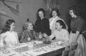 Archive photo of Maryville students enjoying dinner in the cafeteria.