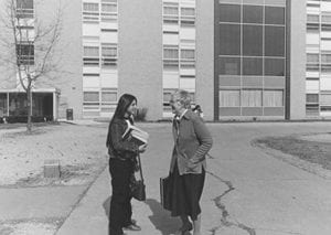 Sister Mary Byles with student near Gander