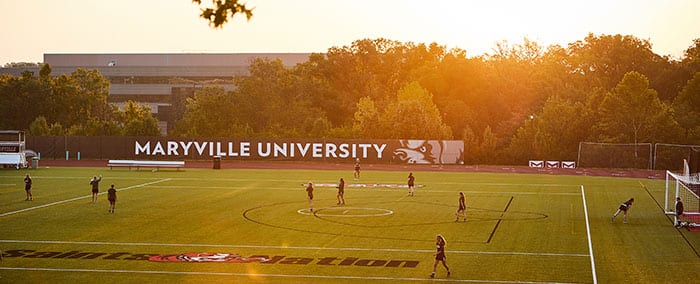 View of soccer field from stands