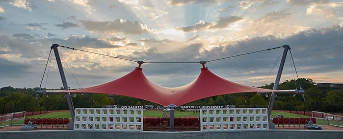 sunrise through sky at soccer stadium at Maryville