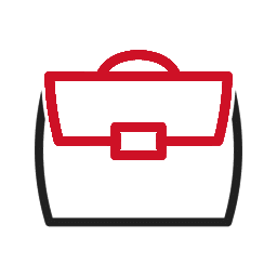 suitcase icon with top half in red