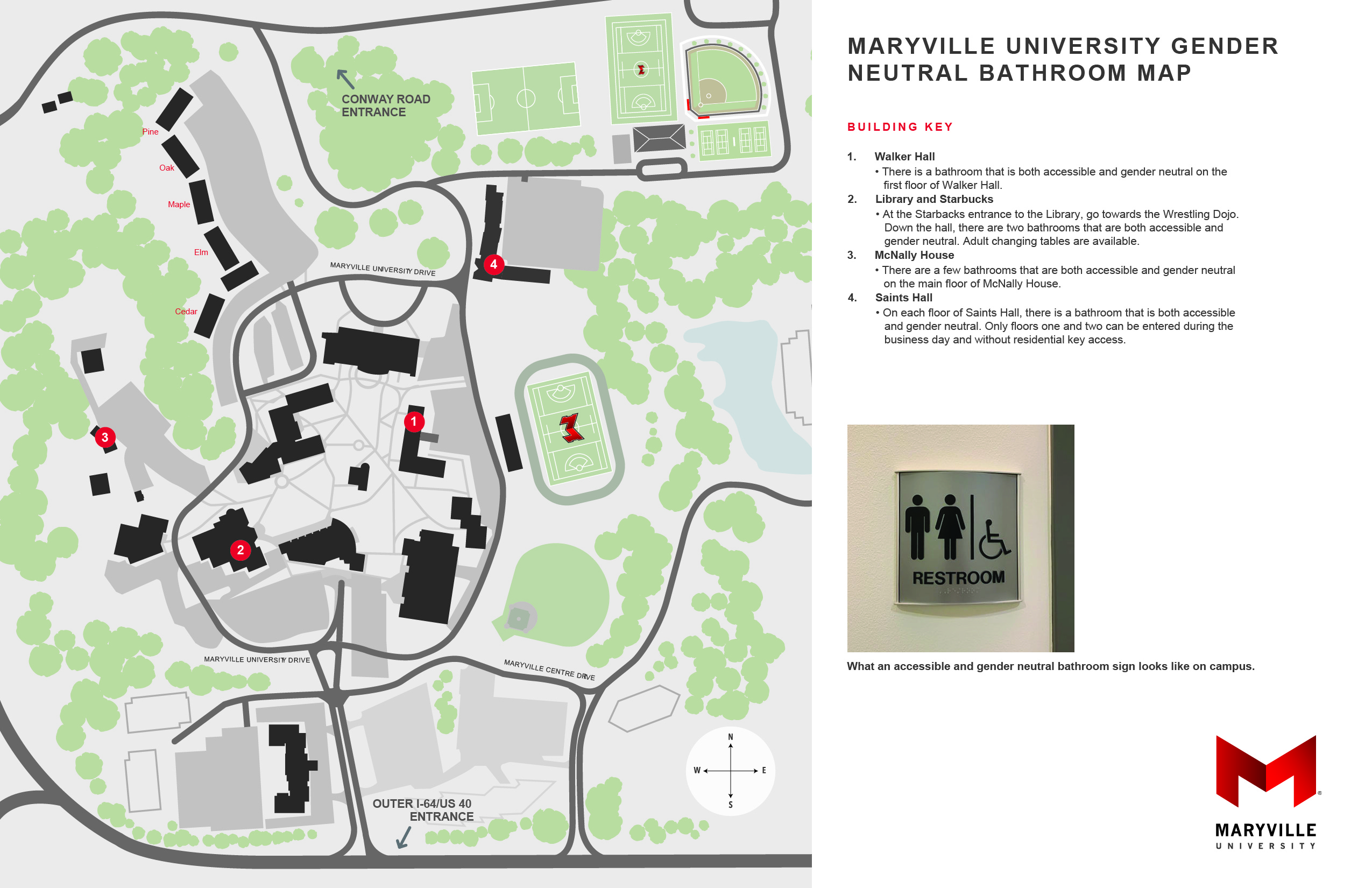 picture of campus map that shows gender neutral bathroom locations