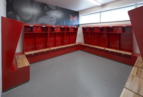 Maryville University's Athletic Complex locker room view 2