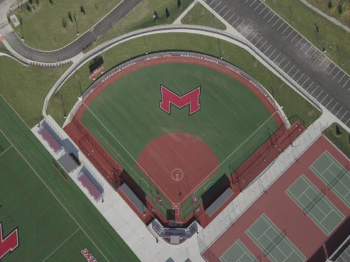 Maryville University's Athletic Complex aerial view of softball field