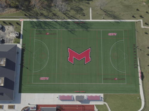 Maryville University's Athletic Complex aerial view of lacrosse field